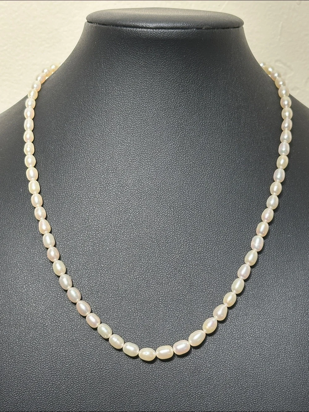 Genuine Freshwater Baroque Rice Pearl Vintage 18” Cream Necklace